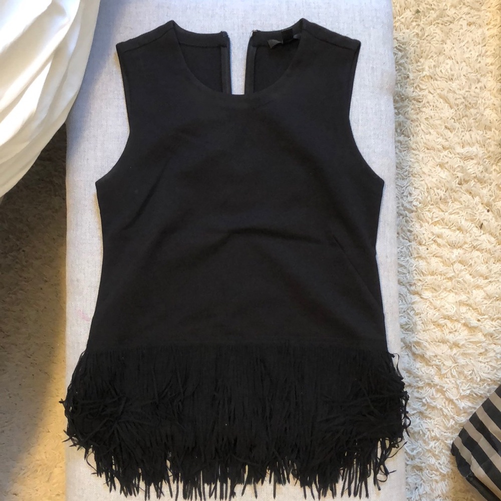 J crew fringe bottom black tank